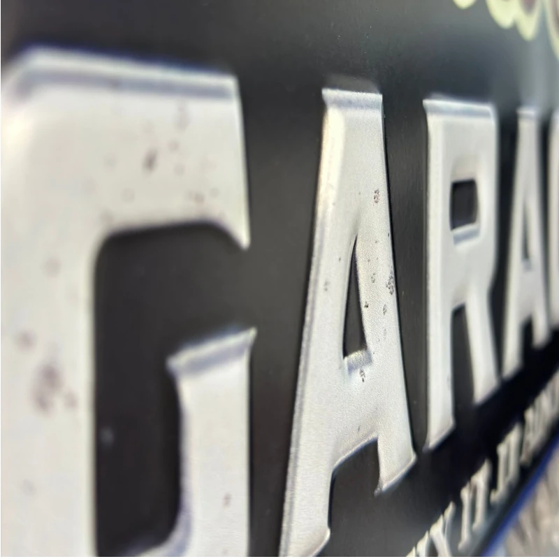 Targa decorativa vintage dad's garage in alluminio - immagine 2