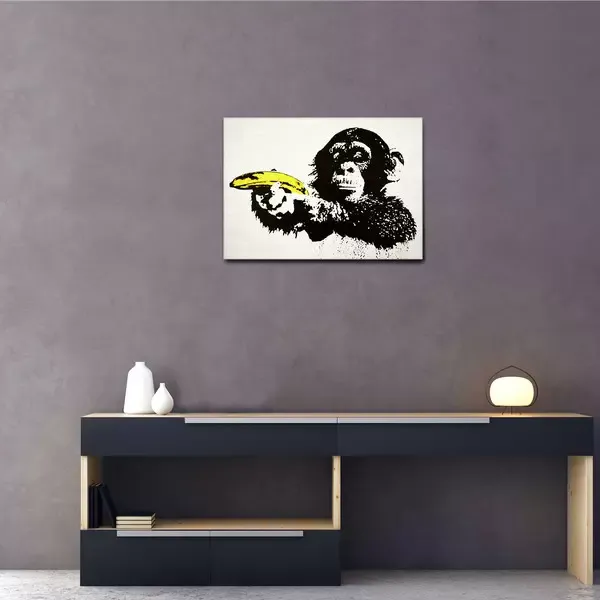 QUADRO BANKSY SCIMMIA PISTOLA GIALLA - Image 4