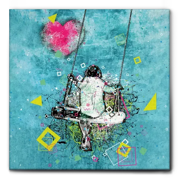 QUADRO STREET ART BIMBA SULL'ALTALENA - Image 2