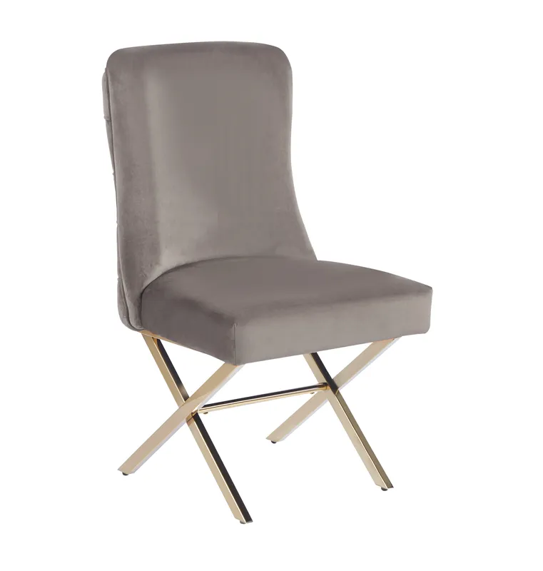 Sedia Malibù in Velluto Tortora e acciaio inossidabile oro