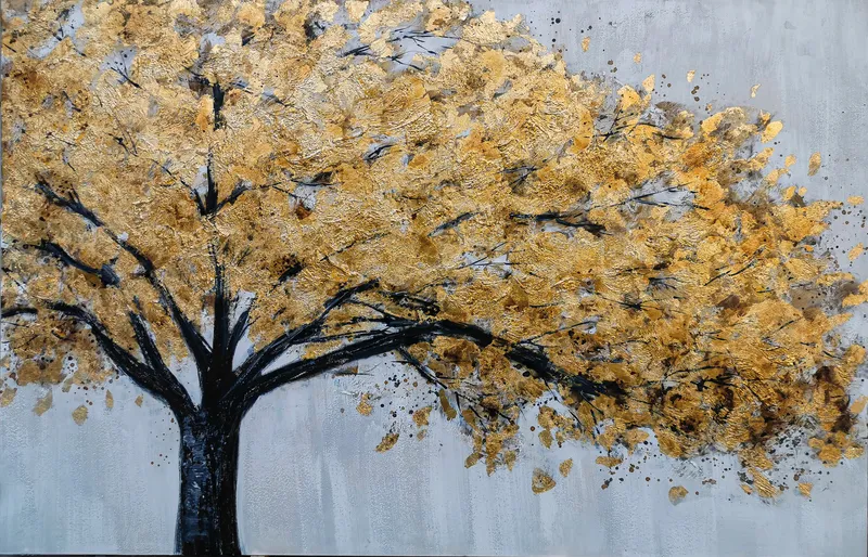 Quadro Golden Tree Dipinto Olio su Tela