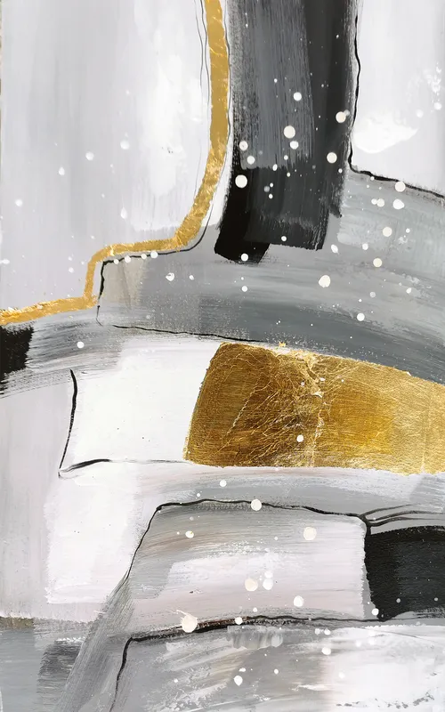 Set di 3 Quadri Golden Sign Dipinti Olio Su Tela - immagine 4