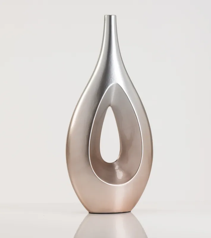 Vaso Goccia Alto Argento in Ceramica Laccata