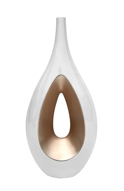 Vaso Goccia Alto Bianco in Ceramica Laccata