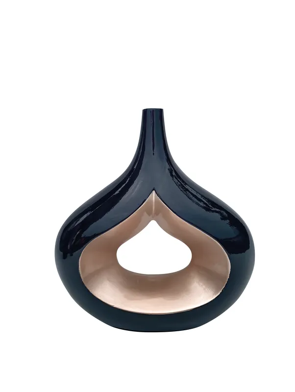 Vaso Goccia Nero in Ceramica Laccata