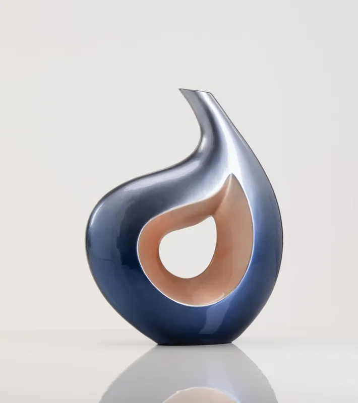 Vaso Ricciolo Blu in Ceramica Laccata