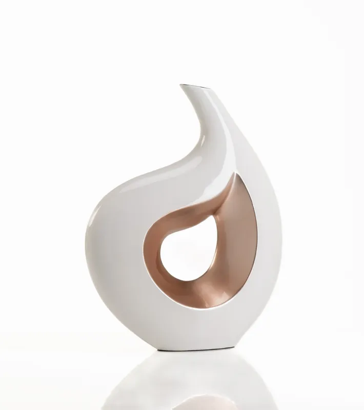 Vaso Ricciolo Bianco in Ceramica Laccata