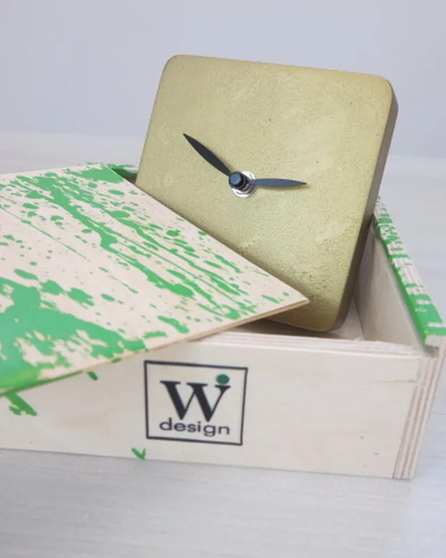 Orologio d'appoggio effetto materico oro - in legno - verniciato - design - arredo design - Wdesign - macerata - marche