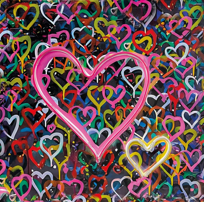 Quadro Led Cuori olio su tela