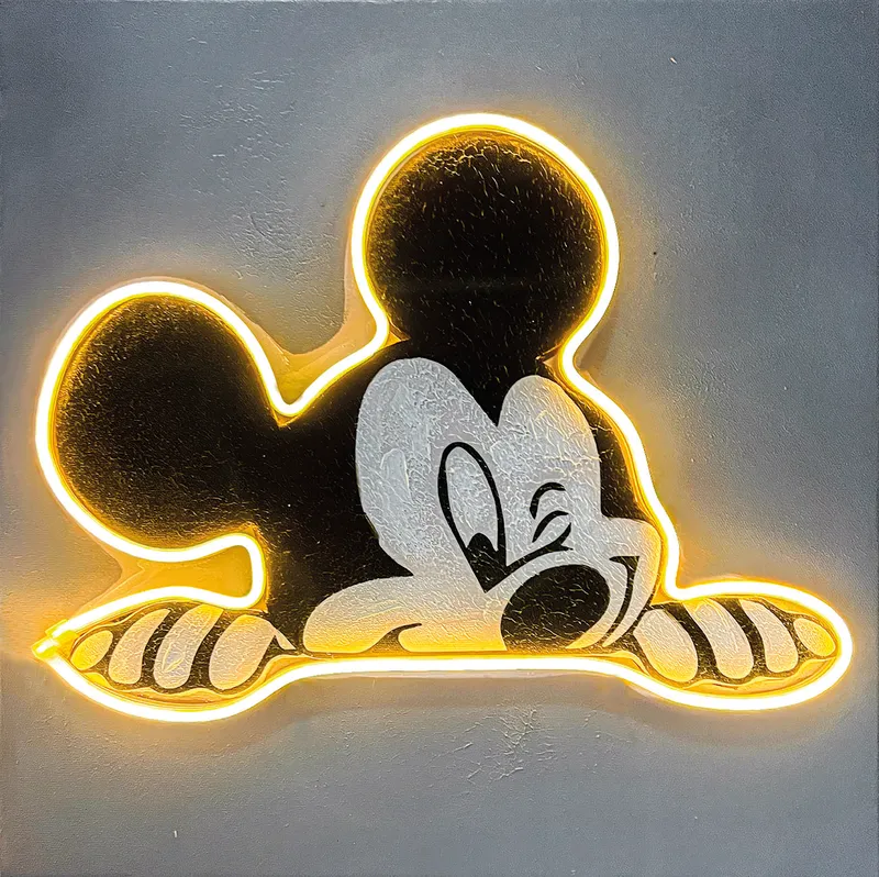 Quadro Led Mickey olio su tela