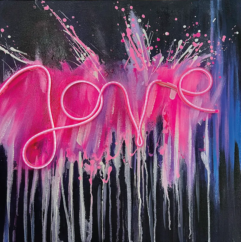 Quadro Led Love olio su tela