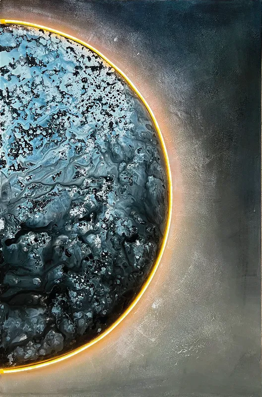 Quadro Led Luna olio su tela